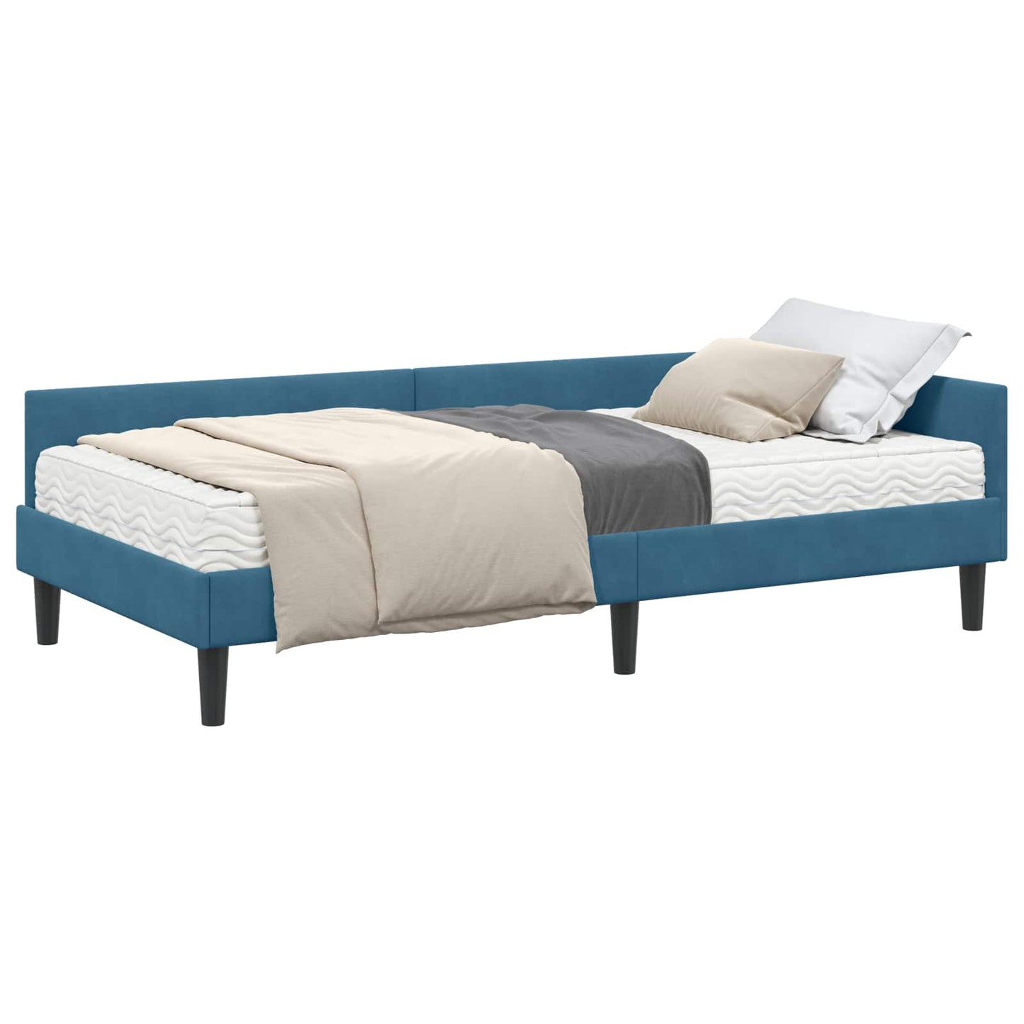 Struttura Letto Angolare con Materasso Altro 2 pcs Blu Velluto