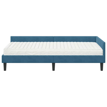 Struttura Letto Angolare con Materasso Altro 2 pcs Blu Velluto