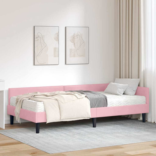 Struttura Letto Angolare con Materasso 2 pcs Grigio Velluto