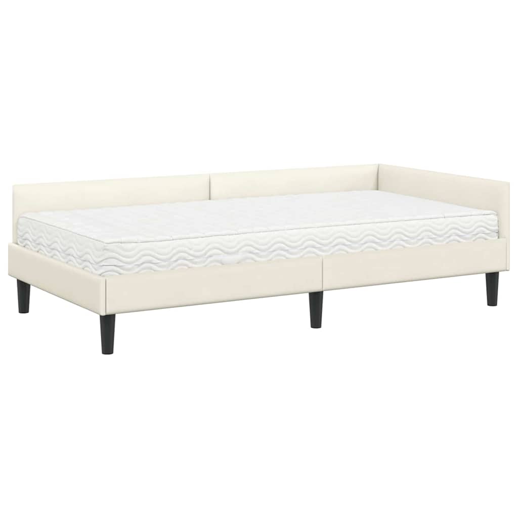 Struttura Letto Angolare con Materasso 2 pcs Crema Velluto