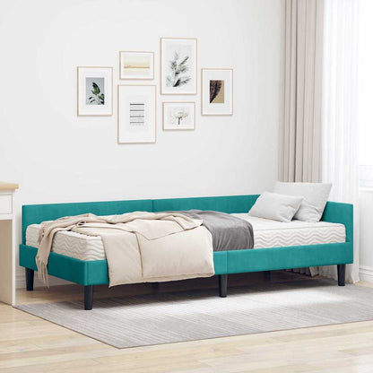 Struttura Letto Angolare con Materasso 2 pcs Turchese Velluto