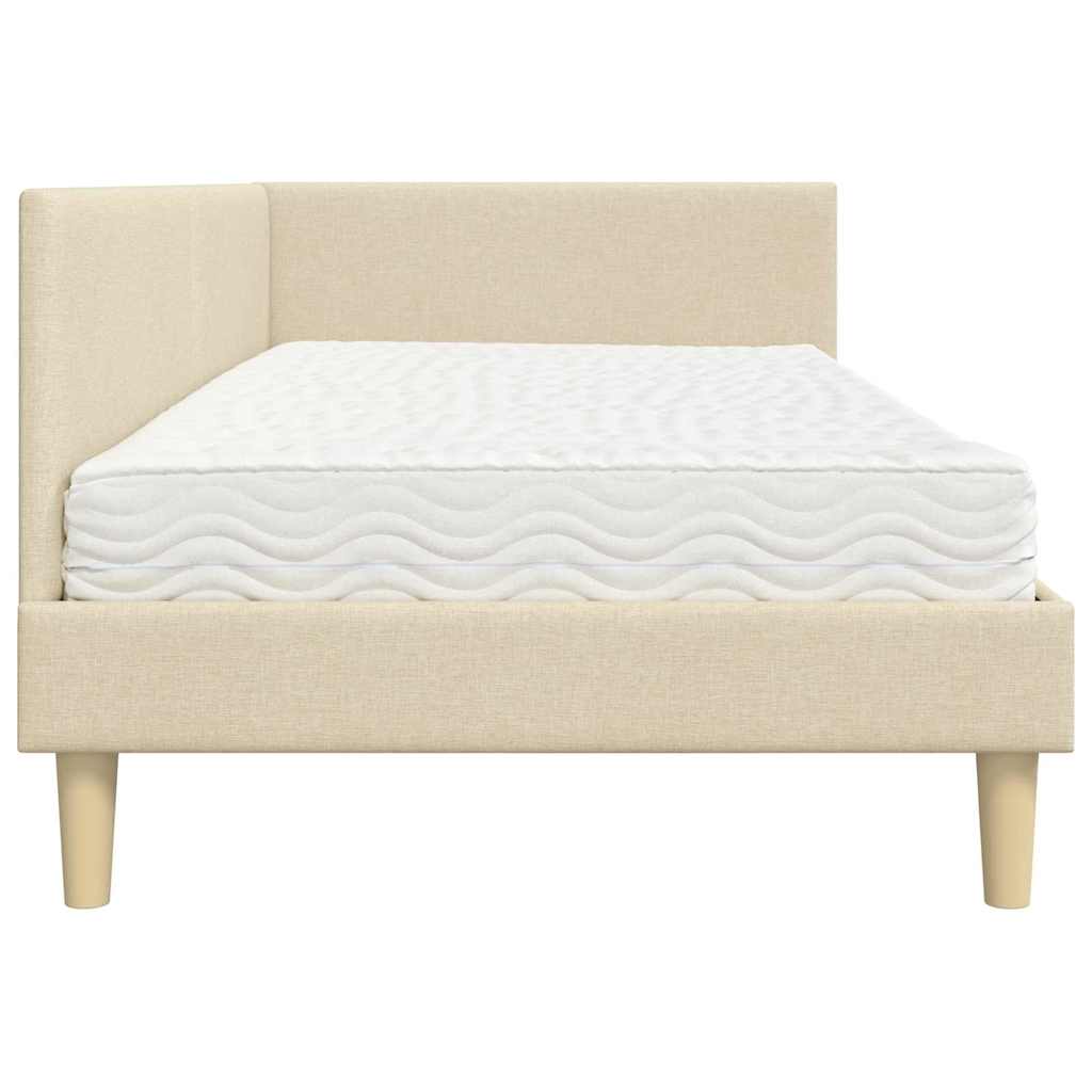 Struttura Letto Angolare con Materasso 2 pcs Crema Tessuto