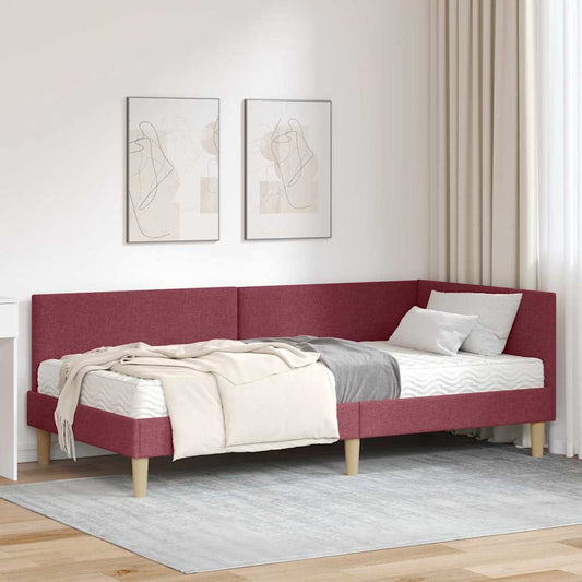 Struttura Letto Angolare con Materasso 2 pcs Grigio Tessuto