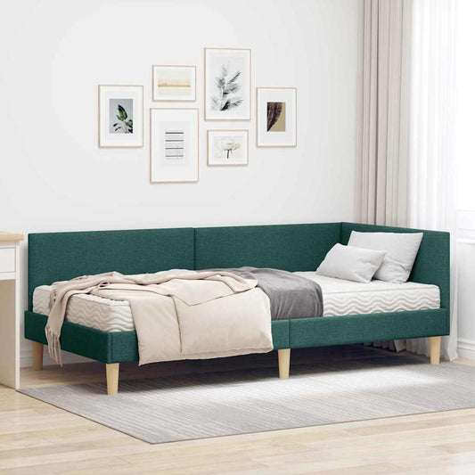 Struttura Letto Angolare con Materasso 2 pcs Verde Tessuto