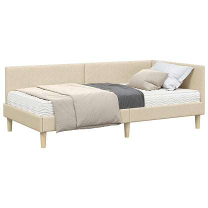 Struttura Letto Angolare con Materasso 2 pcs Crema Tessuto