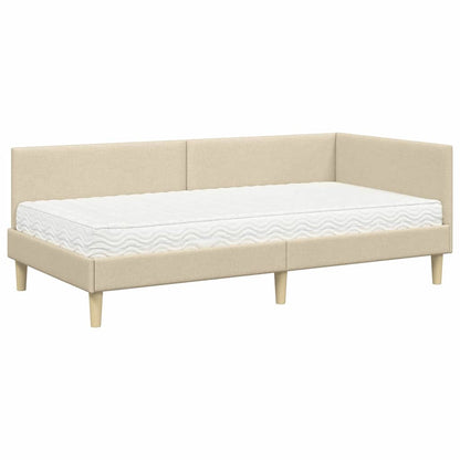 Struttura Letto Angolare con Materasso 2 pcs Crema Tessuto