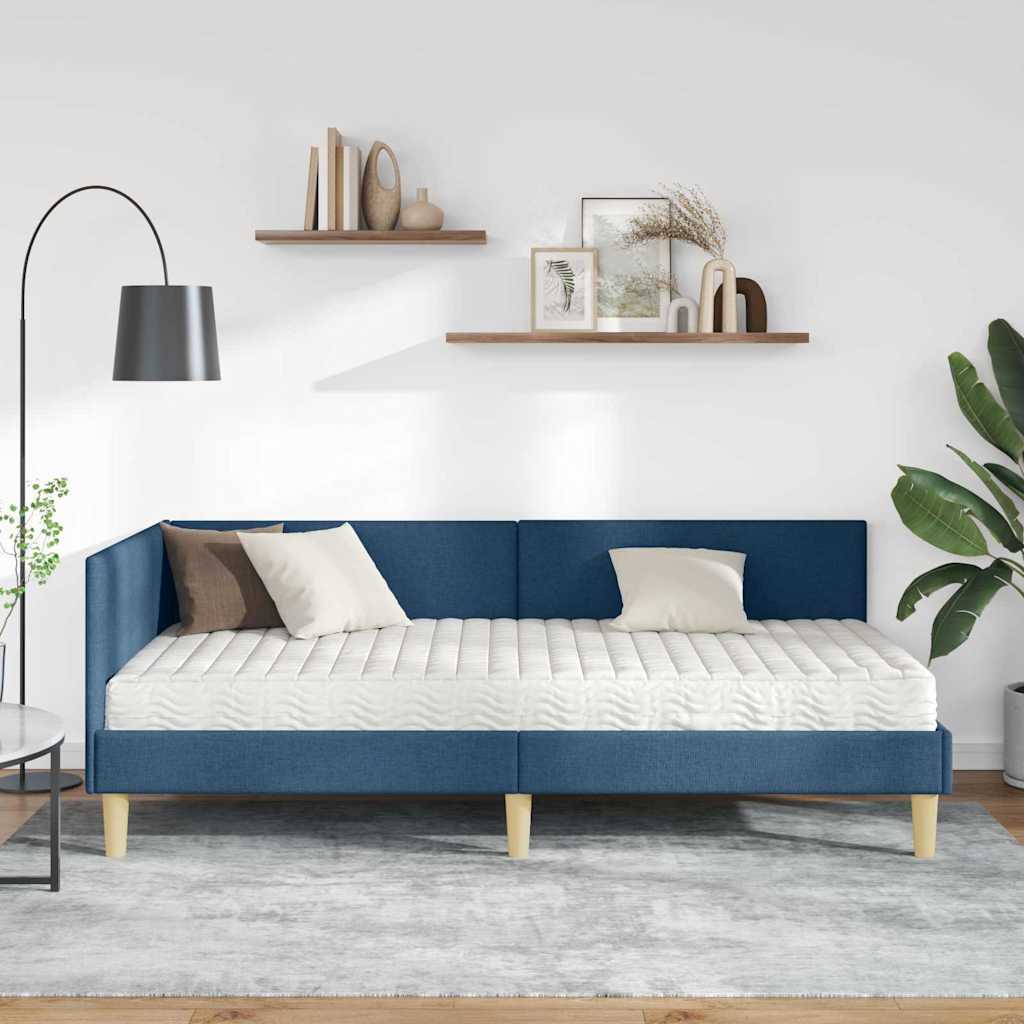 Struttura Letto Angolare con Materasso Altro 2 pcs Blu Tessuto