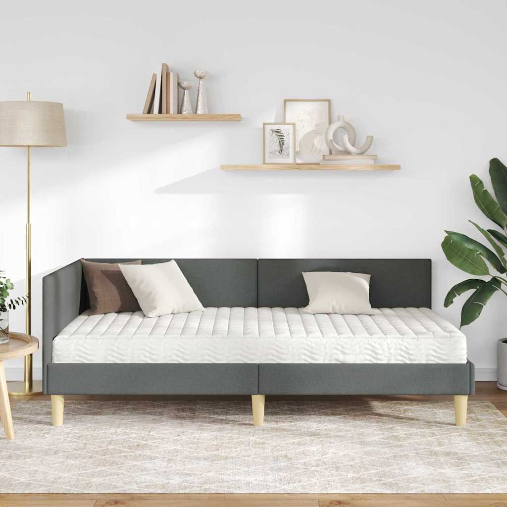 Struttura Letto Angolare con Materasso 2 pcs Grigio Tessuto | homemem39