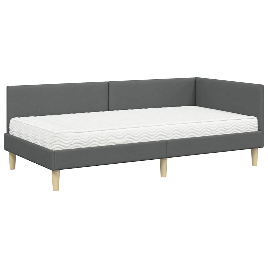 Struttura Letto Angolare con Materasso 2 pcs Grigio Tessuto | homemem39