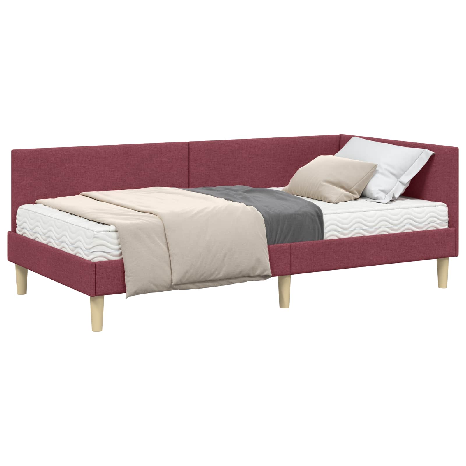 Struttura Letto Angolare con Materasso 2 pcs Grigio Tessuto | homemem39