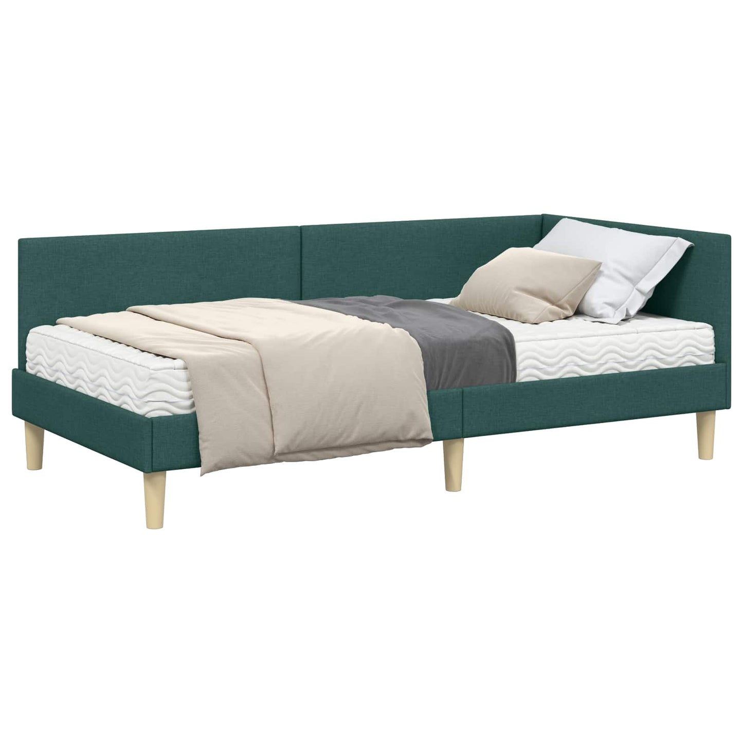 Struttura Letto Angolare con Materasso 2 pcs Verde Tessuto