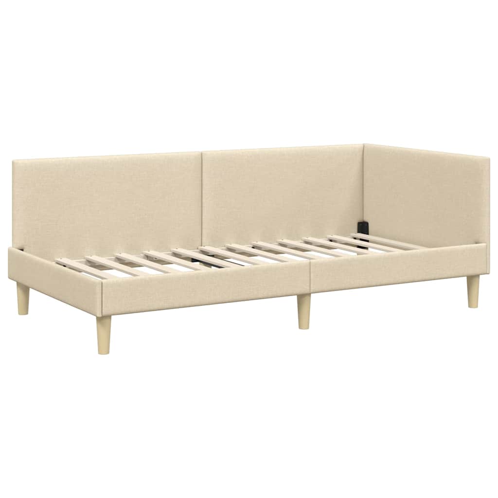 Struttura Letto Angolare con Materasso 2 pcs Crema Tessuto
