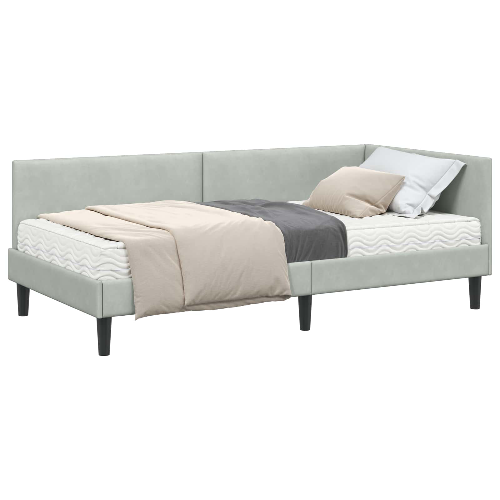 Struttura Letto Angolare con Materasso 2 pcs Grigio chiaro | homemem39
