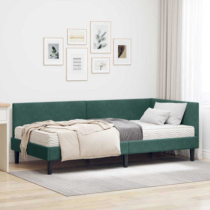 Struttura Letto Angolare con Materasso 2 pcs Verde Velluto