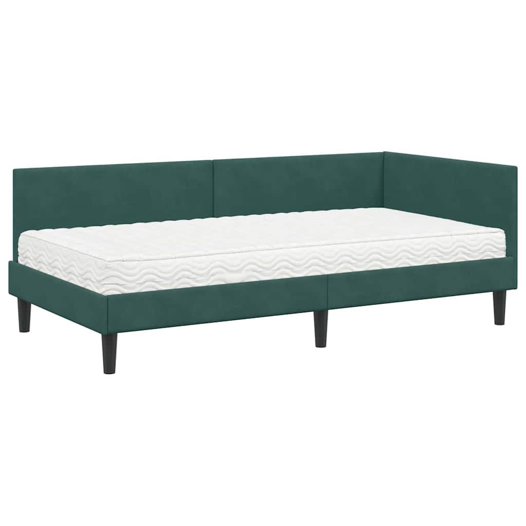 Struttura Letto Angolare con Materasso 2 pcs Verde Velluto