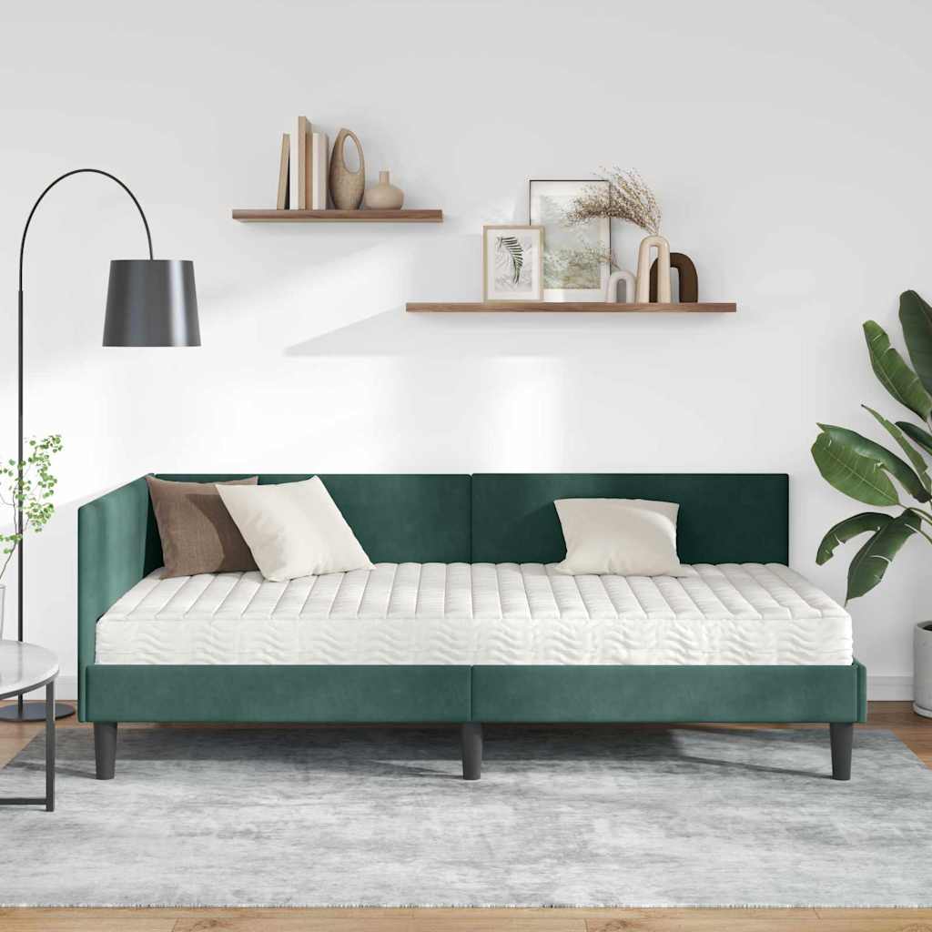 Struttura Letto Angolare con Materasso 2 pcs Verde Velluto
