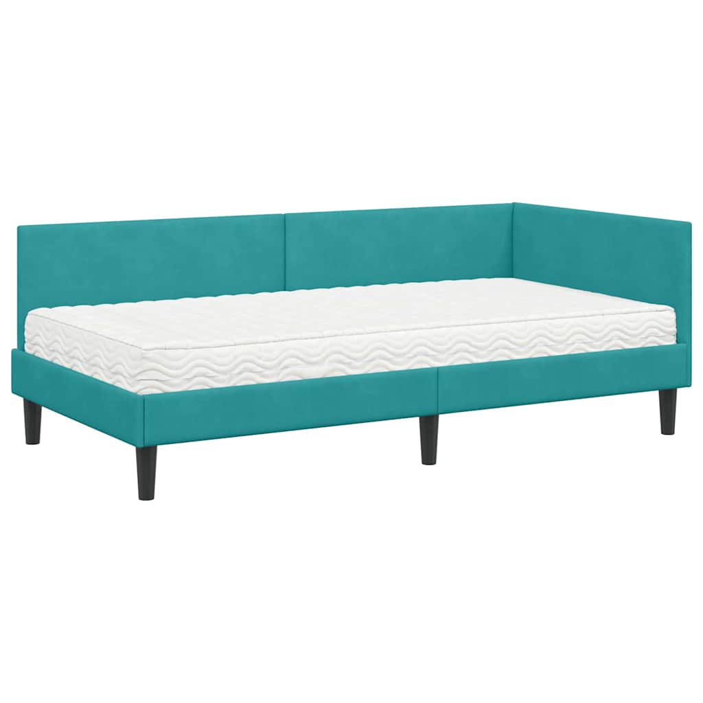 Struttura Letto Angolare con Materasso 2 pcs Turchese Velluto