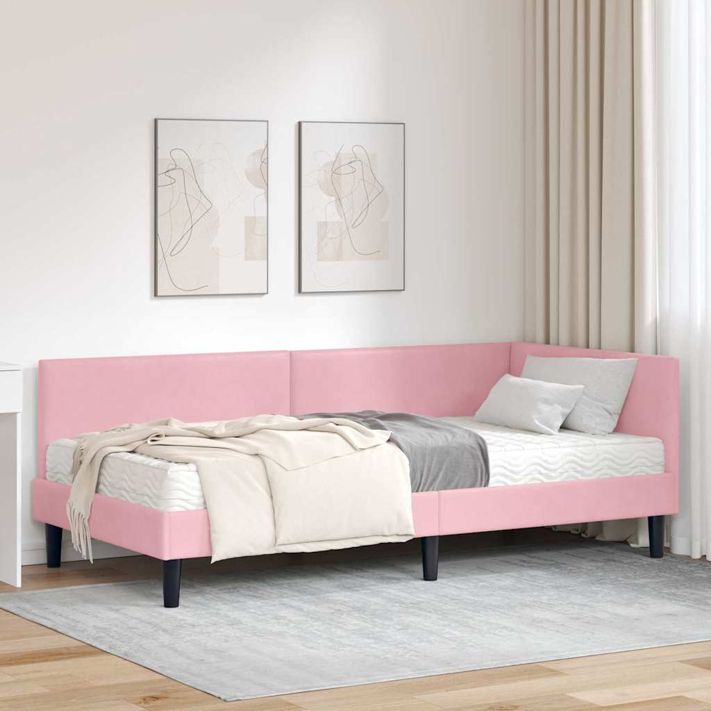 Struttura Letto Angolare con Materasso 2 pcs Grigio Velluto