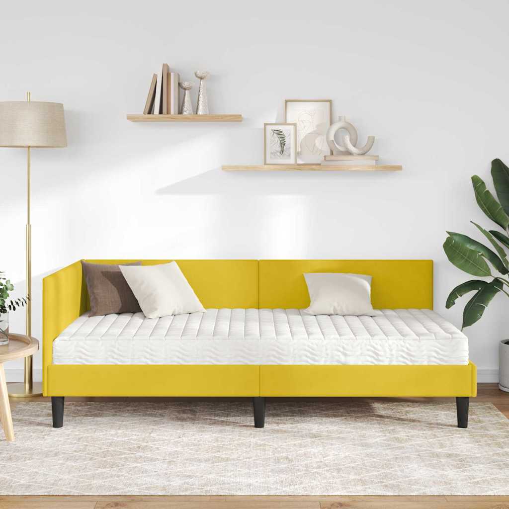 Struttura Letto Angolare con Materasso 2 pcs Giallo Velluto