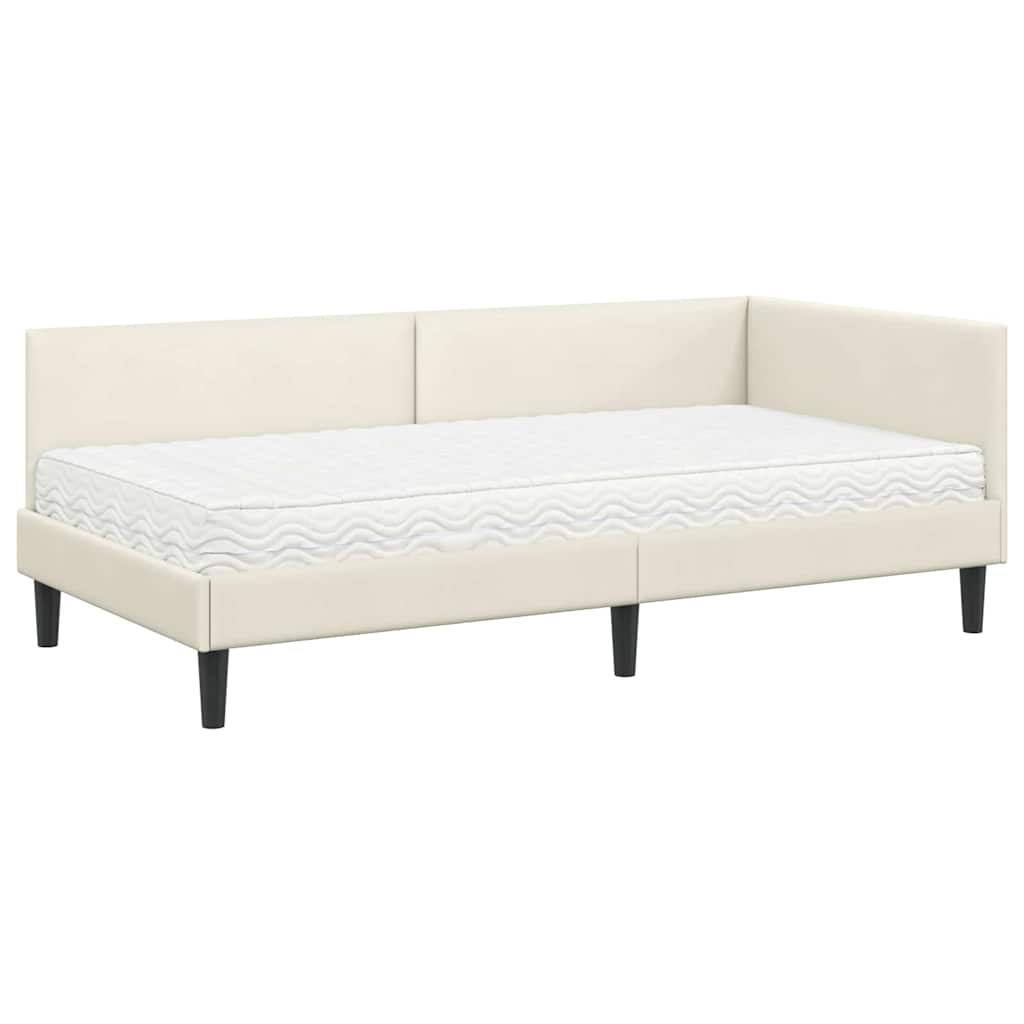 Struttura Letto Angolare con Materasso 2 pcs Crema Velluto