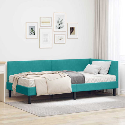 Struttura Letto Angolare con Materasso 2 pcs Turchese Velluto