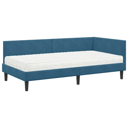 Struttura Letto Angolare con Materasso Altro 2 pcs Blu Velluto