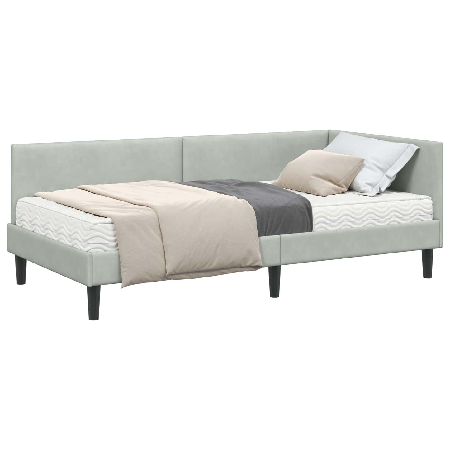 Struttura Letto Angolare con Materasso 2 pcs Grigio chiaro