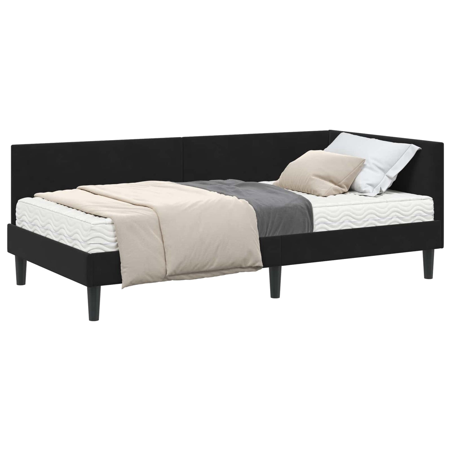 Struttura Letto Angolare con Materasso Altro 2 pcs Nero Velluto