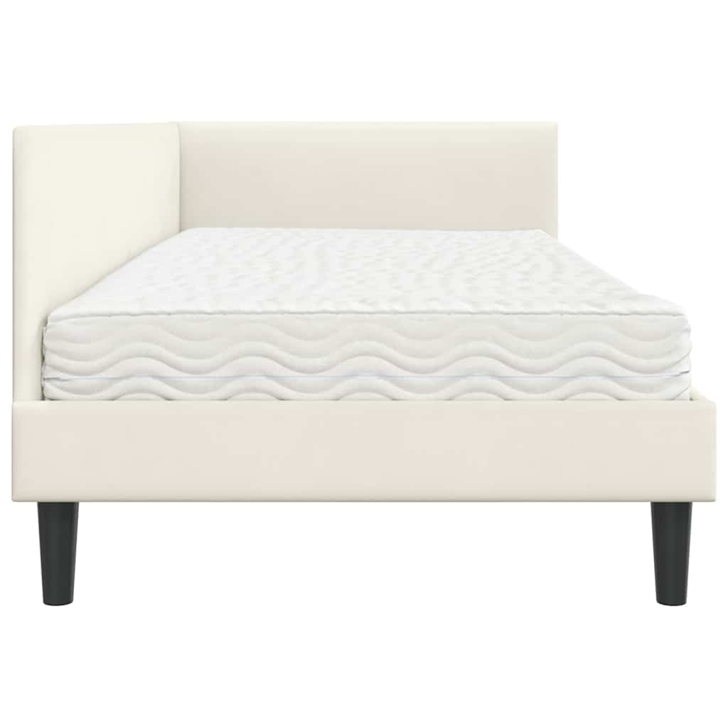 Struttura Letto Angolare con Materasso 2 pcs Crema Velluto