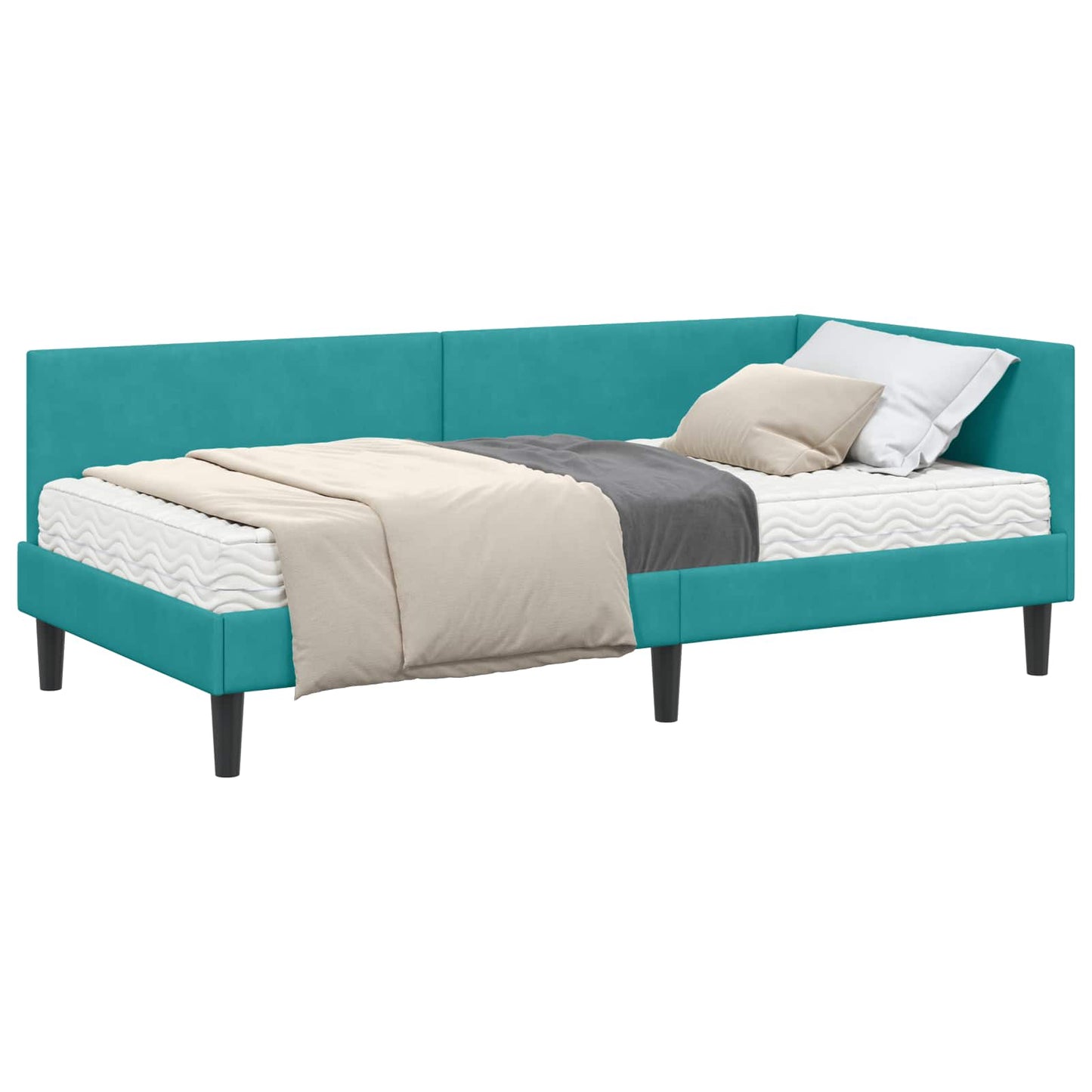 Struttura Letto Angolare con Materasso 2 pcs Turchese Velluto