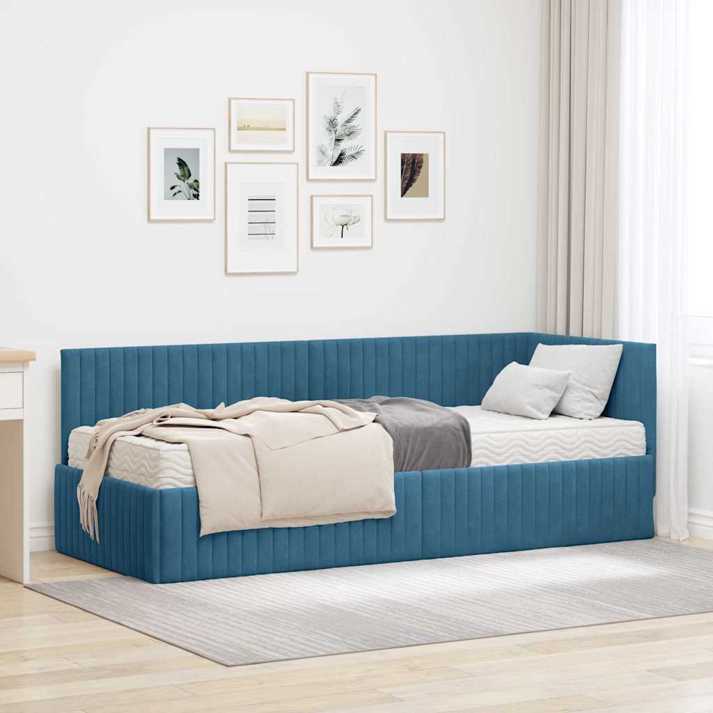 Struttura Letto Angolare con Materasso 2 pcs Blu Velluto | homemem39