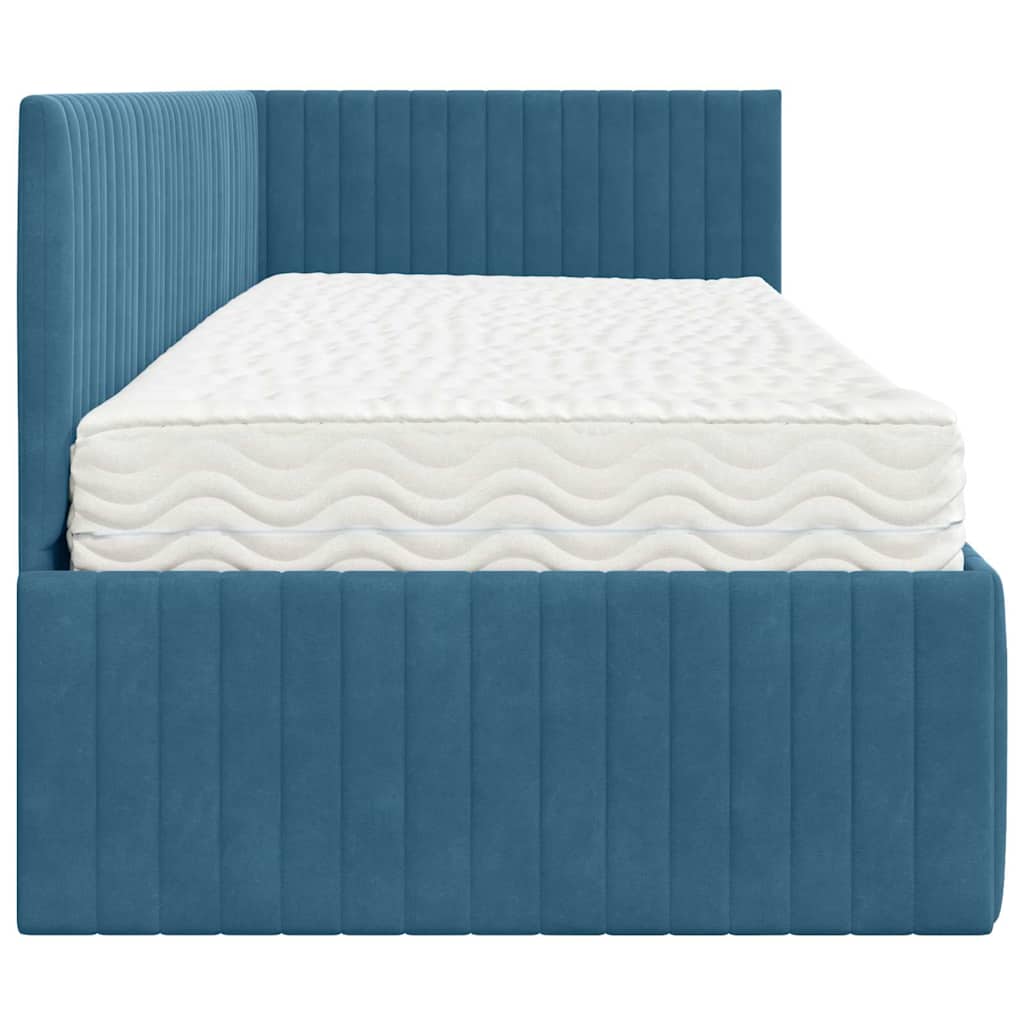Struttura Letto Angolare con Materasso 2 pcs Blu Velluto