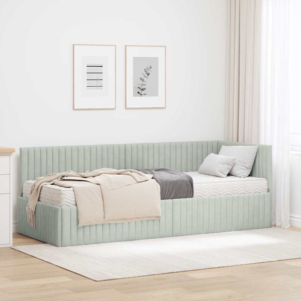 Struttura Letto Angolare con Materasso 2 pcs Grigio chiaro