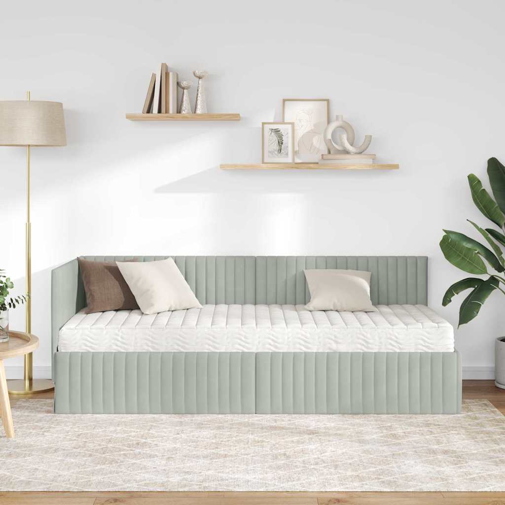 Struttura Letto Angolare con Materasso 2 pcs Grigio chiaro