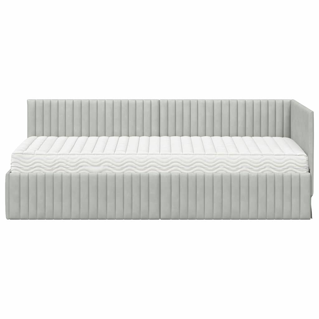 Struttura Letto Angolare con Materasso 2 pcs Grigio chiaro