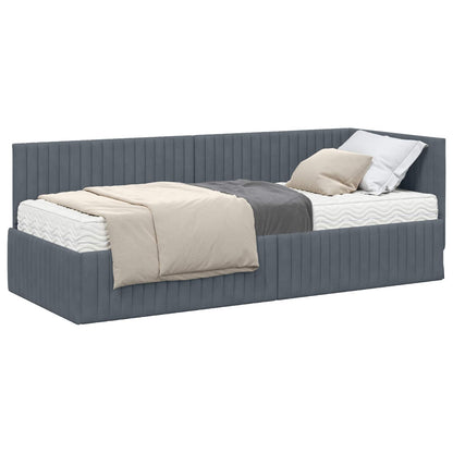 Struttura Letto Angolare con Materasso 2 pcs Grigio Velluto