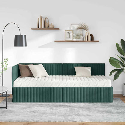 Struttura Letto Angolare con Materasso 2 pcs Verde Velluto