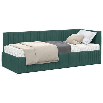 Struttura Letto Angolare con Materasso 2 pcs Verde Velluto