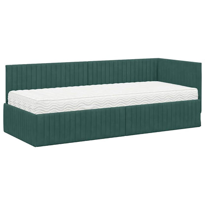 Struttura Letto Angolare con Materasso 2 pcs Verde Velluto