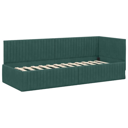 Struttura Letto Angolare con Materasso 2 pcs Verde Velluto