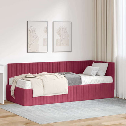Struttura Letto Angolare con Materasso 2 pcs Verde Velluto