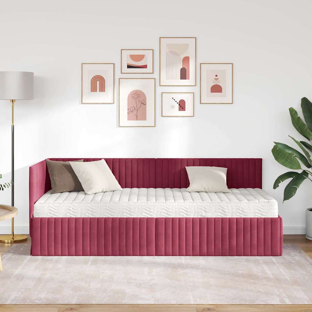 Struttura Letto Angolare con Materasso 2 pcs Verde Velluto