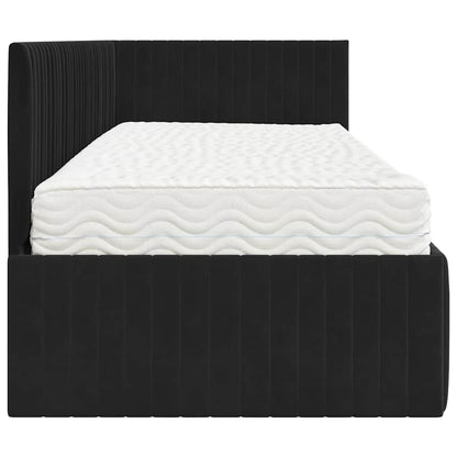 Struttura Letto Angolare con Materasso 2 pcs Nero Velluto