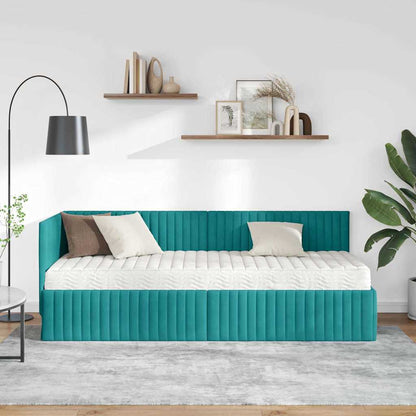 Struttura Letto Angolare con Materasso 2 pcs Turchese Velluto