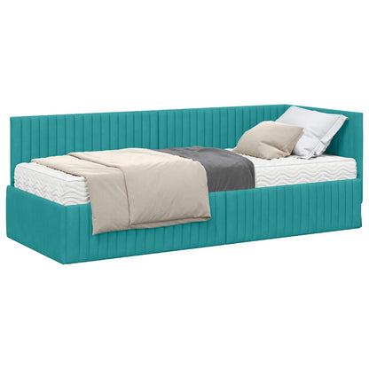 Struttura Letto Angolare con Materasso 2 pcs Turchese Velluto