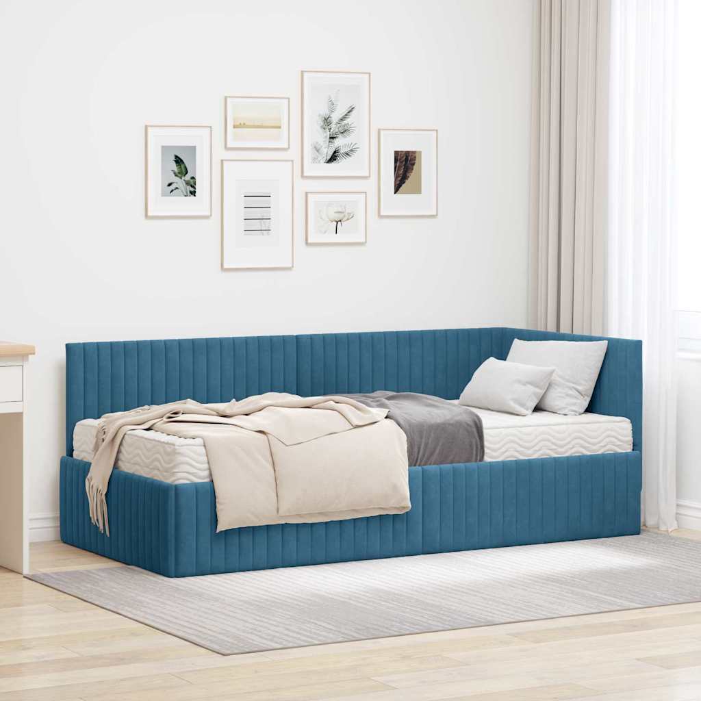 Struttura Letto Angolare con Materasso 2 pcs Blu Velluto | homemem39