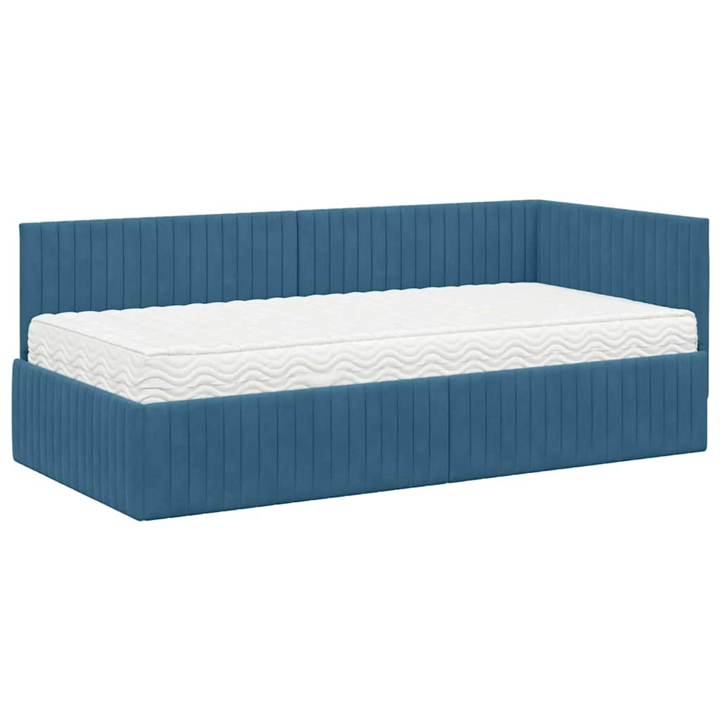 Struttura Letto Angolare con Materasso 2 pcs Blu Velluto | homemem39