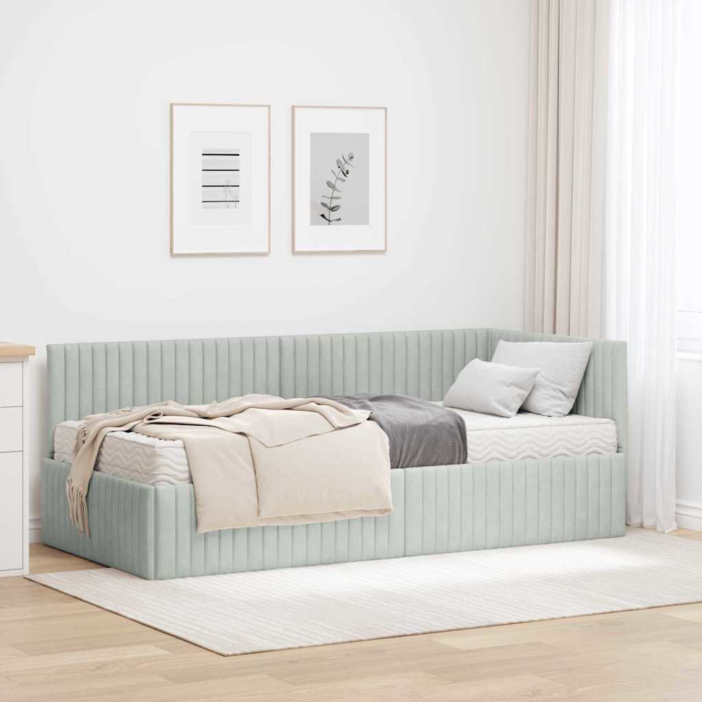 Struttura Letto Angolare con Materasso 2 pcs Grigio chiaro