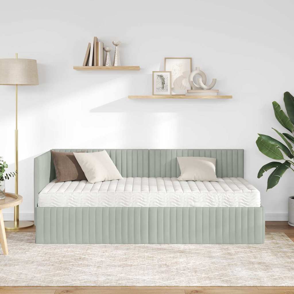 Struttura Letto Angolare con Materasso 2 pcs Grigio chiaro