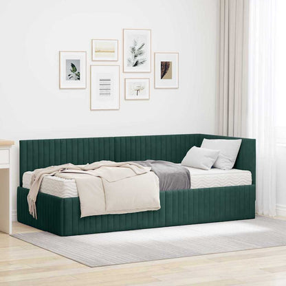 Struttura Letto Angolare con Materasso 2 pcs Verde Velluto
